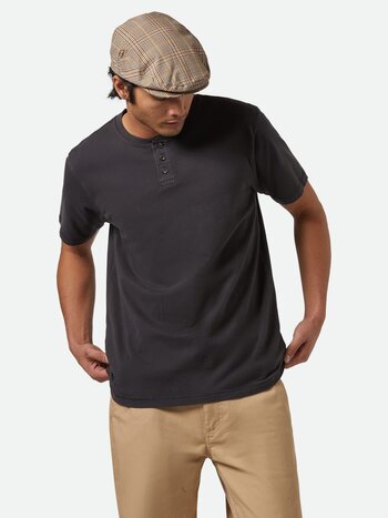 Brixton HOMMES VINTAGE RESERVE HENLEY TEE BLACK SOL WASH