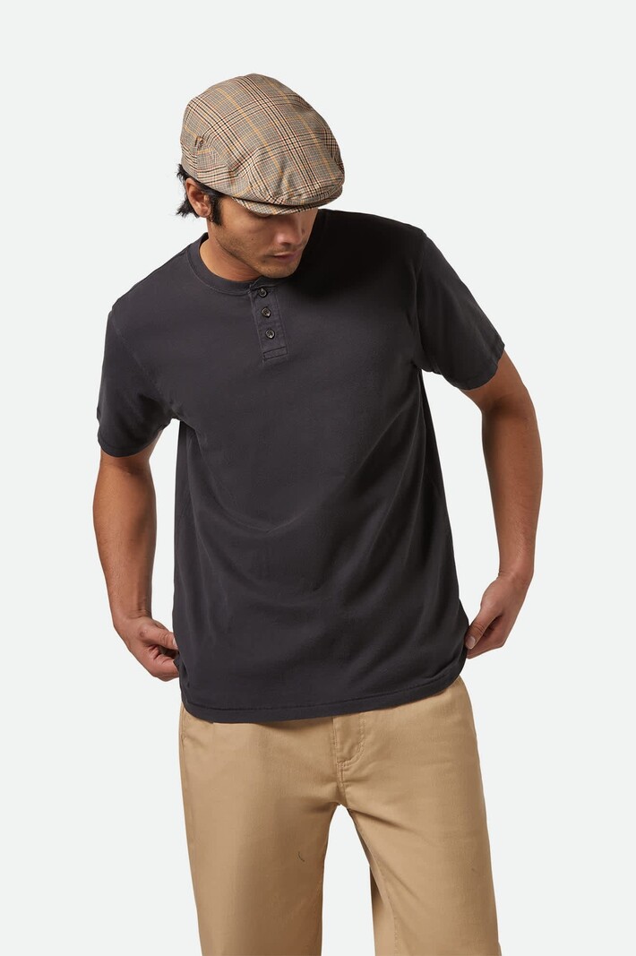 Brixton HOMMES VINTAGE RESERVE HENLEY TEE BLACK SOL WASH