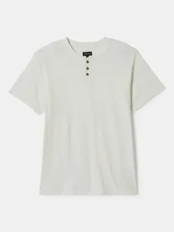 Brixton MEN'S VINTAGE RESERVE S/S HENLEY OFF WHITE SOL WASH
