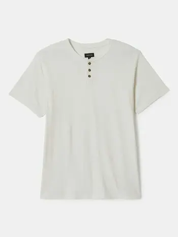 Brixton MEN'S VINTAGE RESERVE S/S HENLEY OFF WHITE SOL WASH