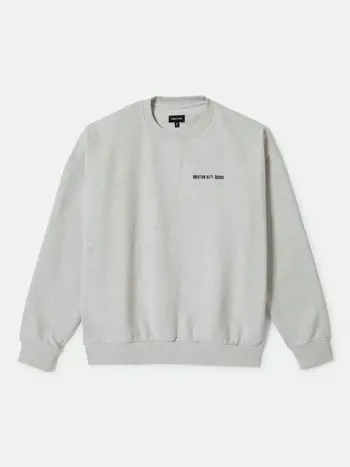 Brixton HOMMES EMBROIDERED HEAVY CREW HEATHER GREY ASH