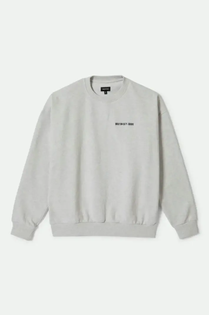 Brixton HOMMES EMBROIDERED HEAVY CREW HEATHER GREY ASH