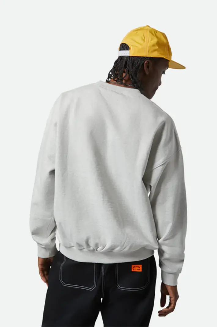 Brixton HOMMES EMBROIDERED HEAVY CREW HEATHER GREY ASH