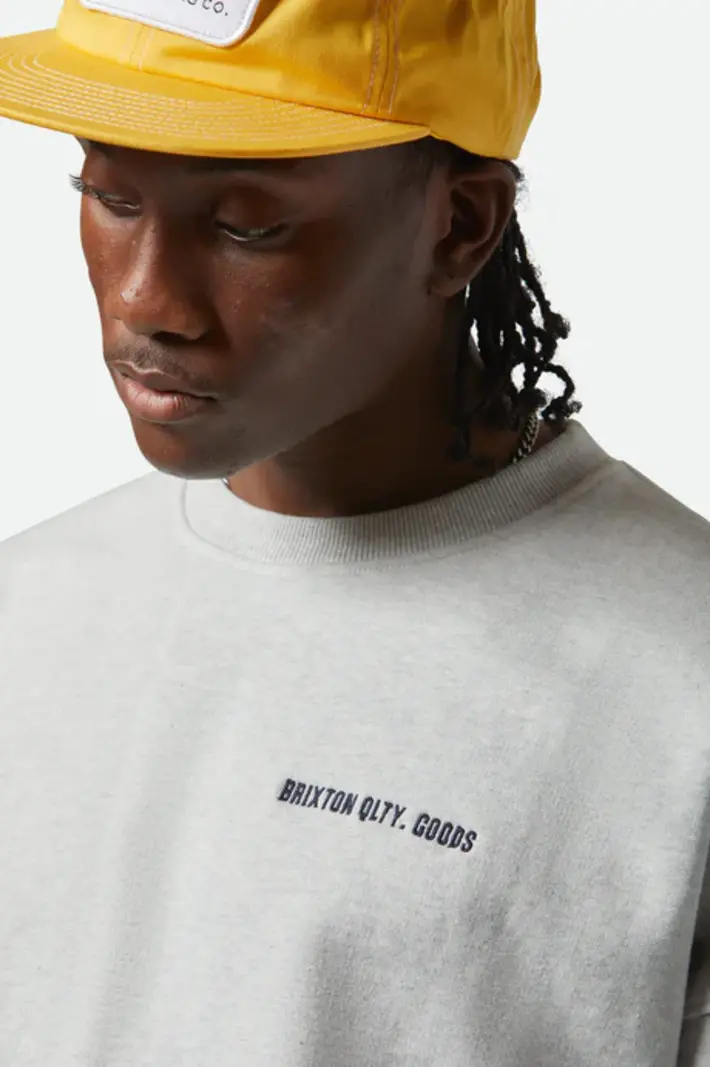 Brixton HOMMES EMBROIDERED HEAVY CREW HEATHER GREY ASH