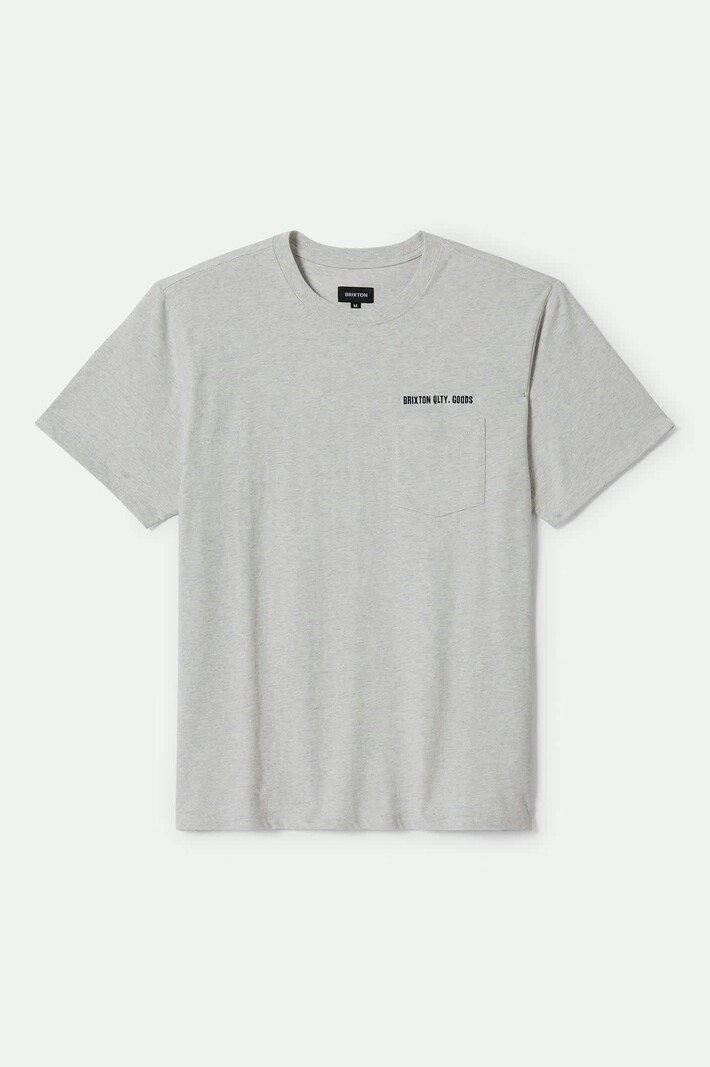 Brixton HOMMES EMBROIDERED HEAVYWEIGHT POCKET TEE HEATHER GREY ASH