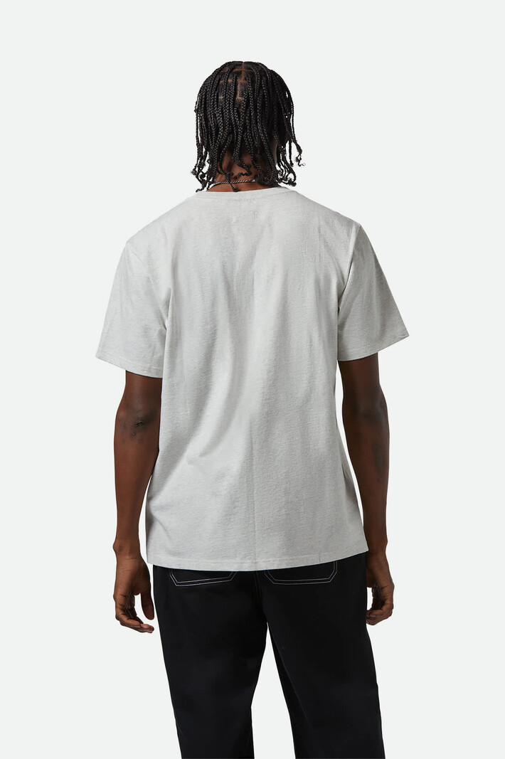 Brixton HOMMES EMBROIDERED HEAVYWEIGHT POCKET TEE HEATHER GREY ASH
