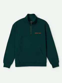 Brixton HOMMES EMBROIDERED HEAVYWEIGHT HALF ZIP DEEP EMERALD