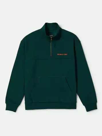 Brixton MEN'S EMBROIDERED HEAVYWEIGHT HALF ZIP DEEP EMERALD
