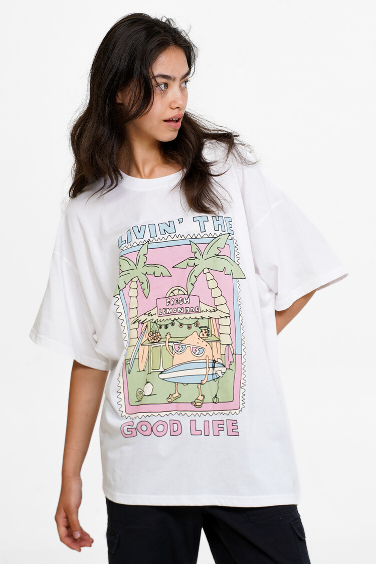 Notice the reckless WOMEN'S SURFING CITRUS OVERSIZED TEE