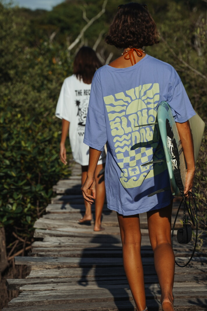 Notice the reckless FEMMES SLOW DOWN TEE DRESS BLUE