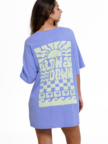 Notice the reckless FEMMES SLOW DOWN TEE DRESS BLUE