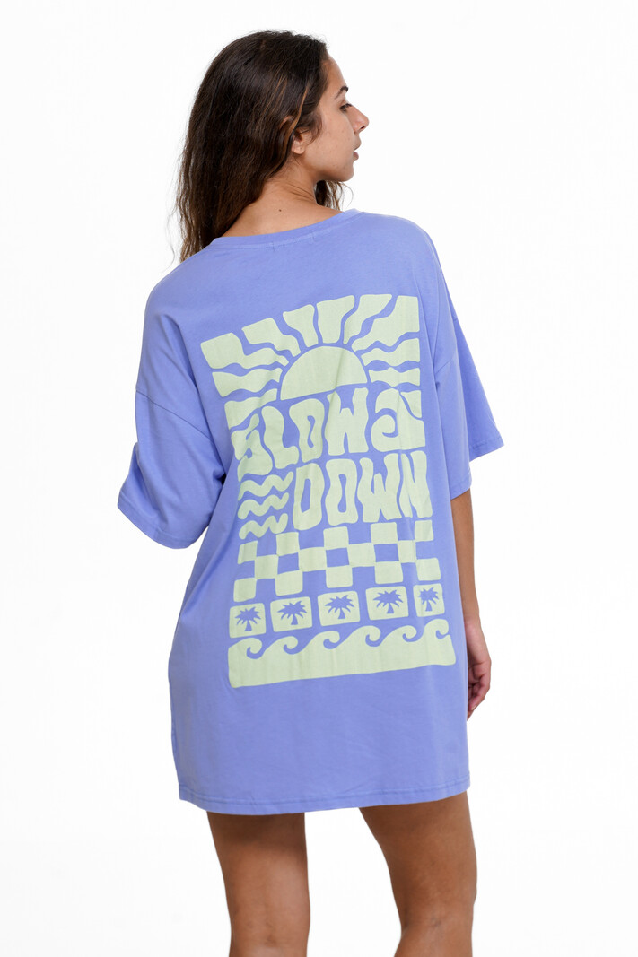 Notice the reckless FEMMES SLOW DOWN TEE DRESS BLUE