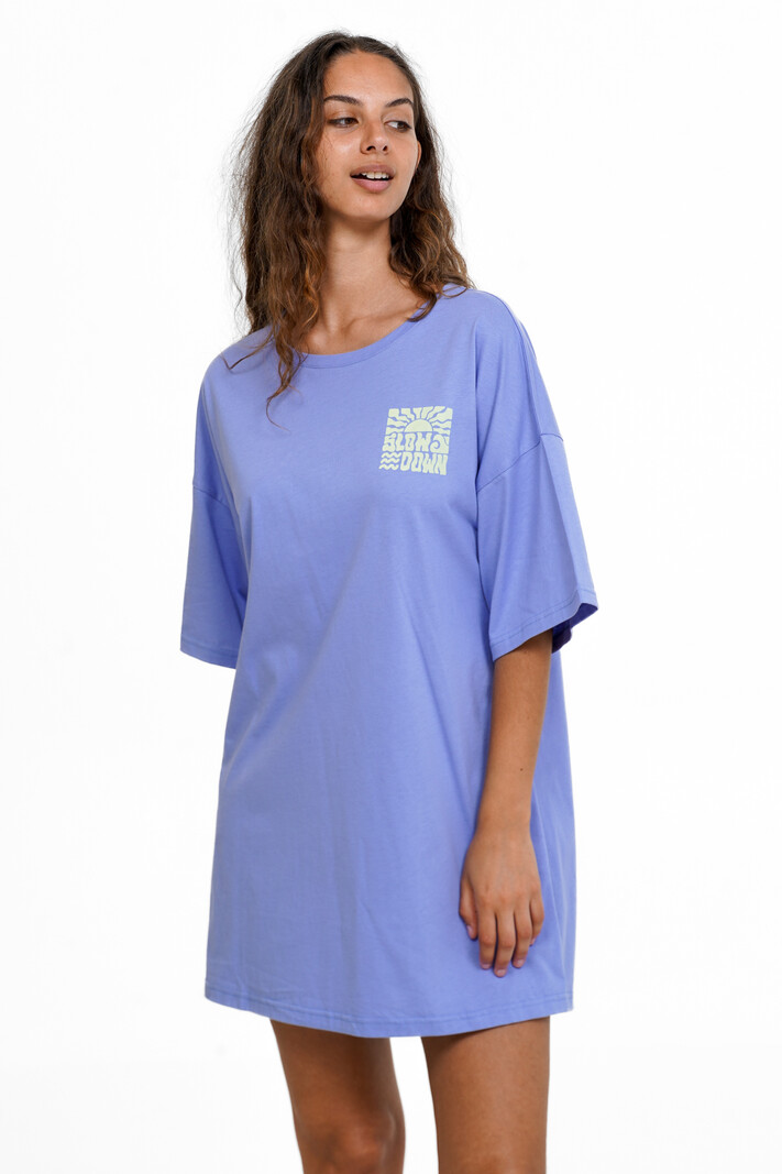 Notice the reckless FEMMES SLOW DOWN TEE DRESS BLUE