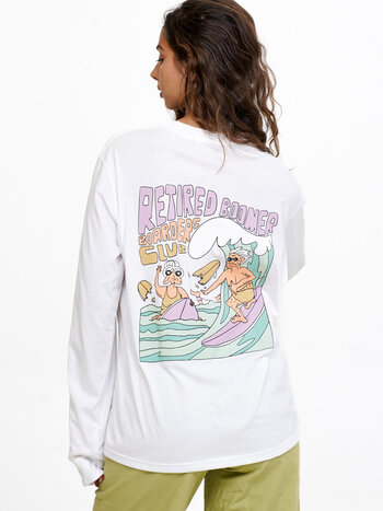 Notice the reckless FEMMES RETIRED BOARDER CLUB L/S WHITE