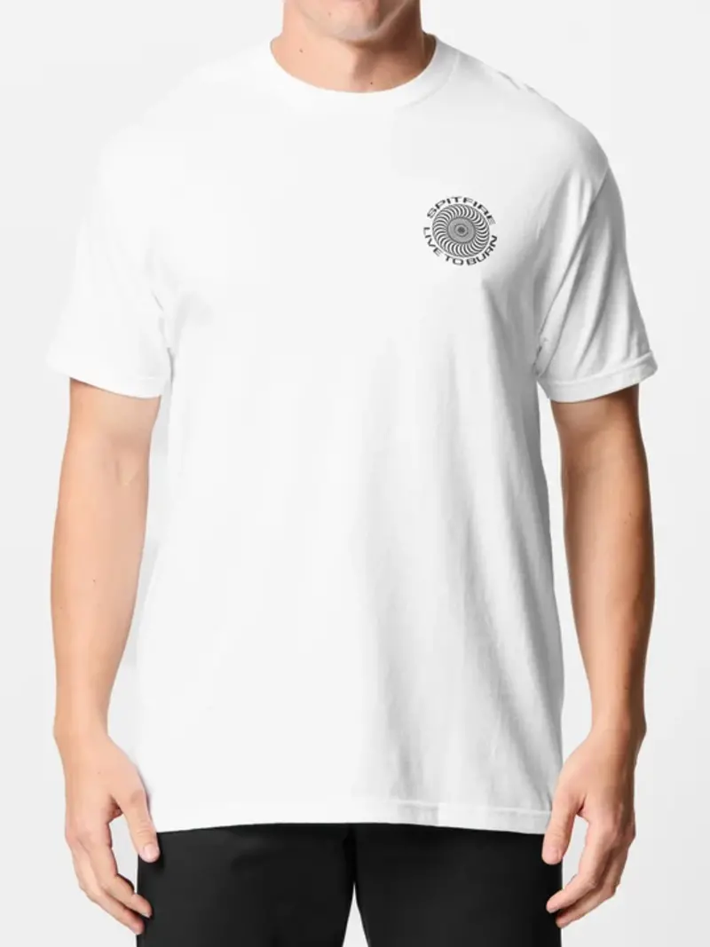 Spitfire wheels HOMMES LIVE TO BURN CLASSIC T-SHIRT WHITE