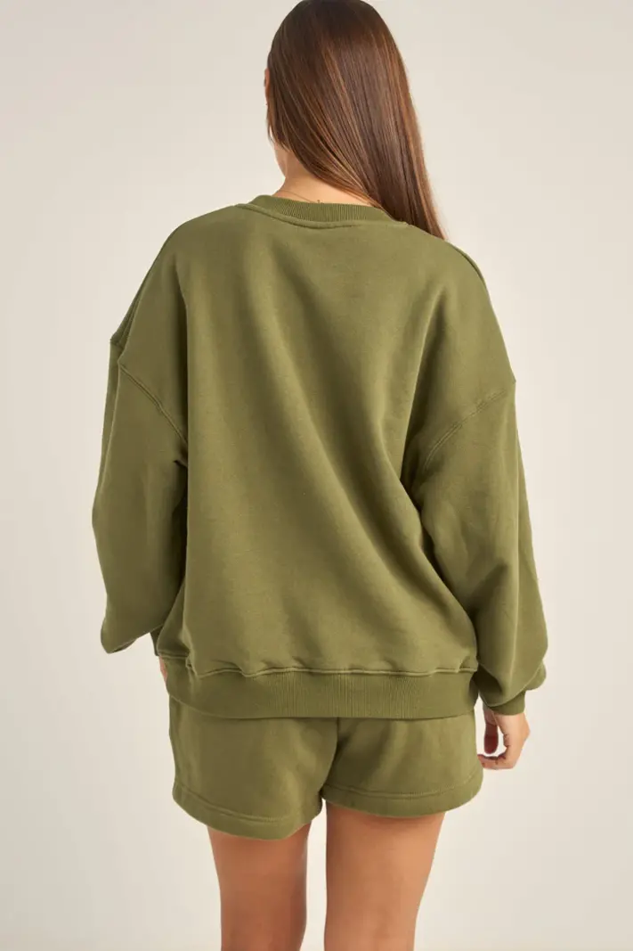 Rhythm WOMEN'S COLLEGE CREW NECK FLEECE OLIVE