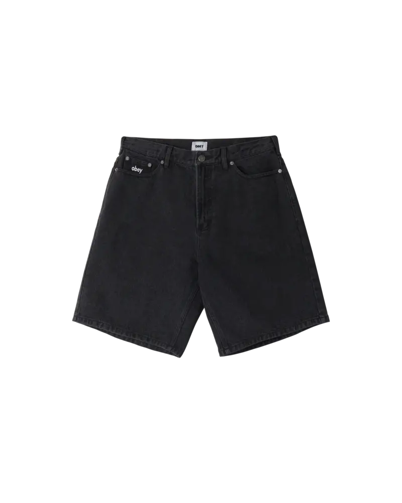 Obey MEN'S BIGWIG BAGGY DENIM SHORT FADED BLACK