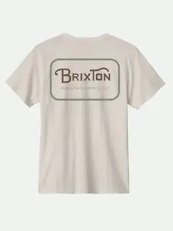 Brixton HOMMES GRADE  STANDARD T-SHIRT CREAM/DARK BROWN/WASHED OLIVE