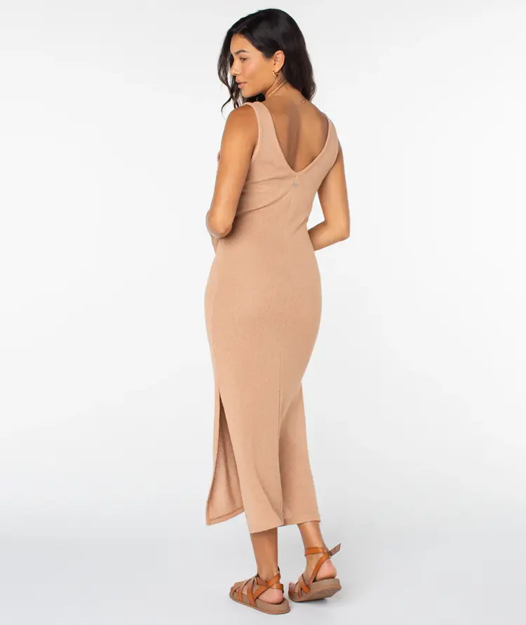 Roxy SLOW ISLE MIDI SWEATER DRESS PRALINE SOLID STAMP EMBY