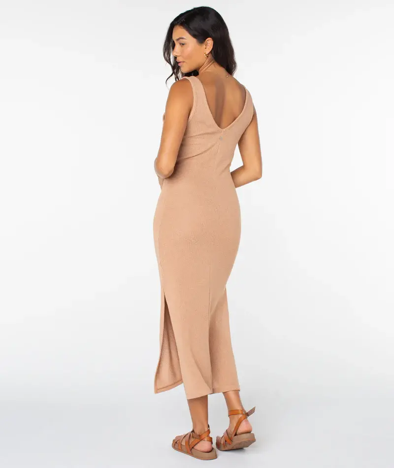 Roxy SLOW ISLE MIDI SWEATER DRESS PRALINE SOLID STAMP EMBY
