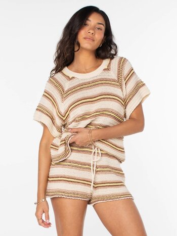Roxy CABANA CLUB SS KNIT TEE PARCHMENT