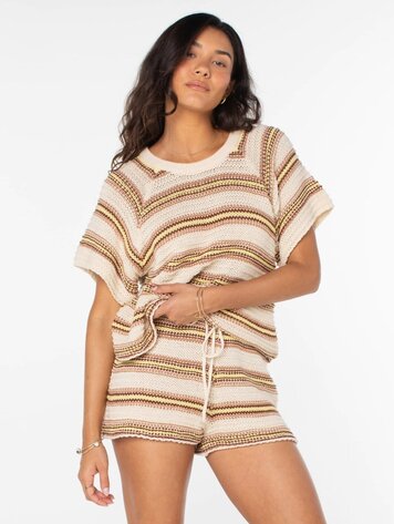 Roxy CABANA CLUB SS KNIT TEE PARCHMENT