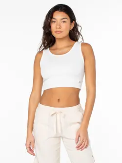 Roxy GOOD KEEPSAKE TANK CROP TOP SNOW WHITE