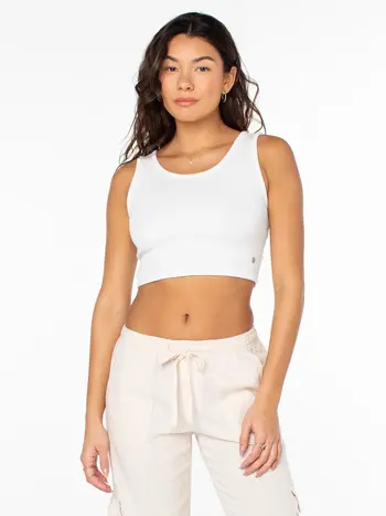 Roxy GOOD KEEPSAKE TANK CROP TOP SNOW WHITE