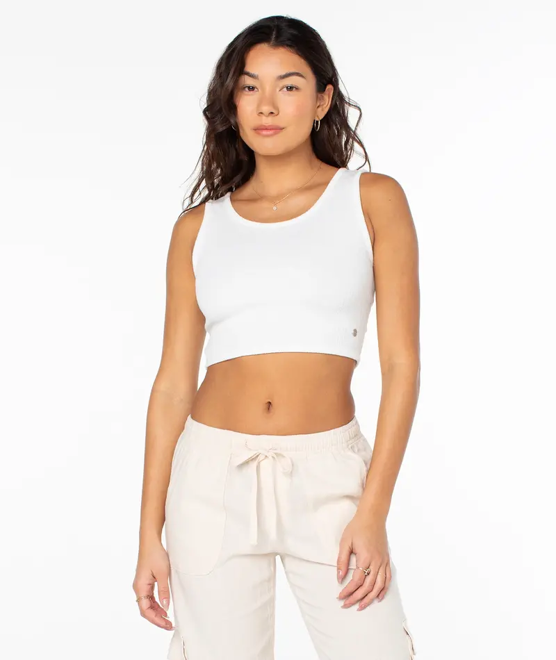 Roxy GOOD KEEPSAKE TANK CROP TOP SNOW WHITE