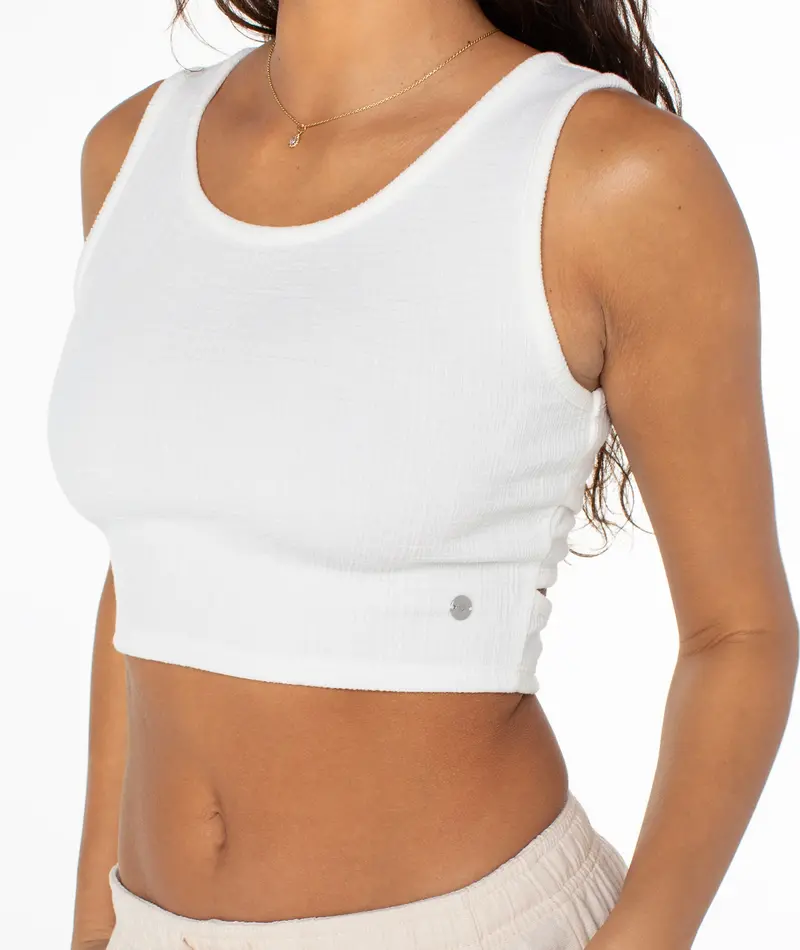 Roxy GOOD KEEPSAKE TANK CROP TOP SNOW WHITE