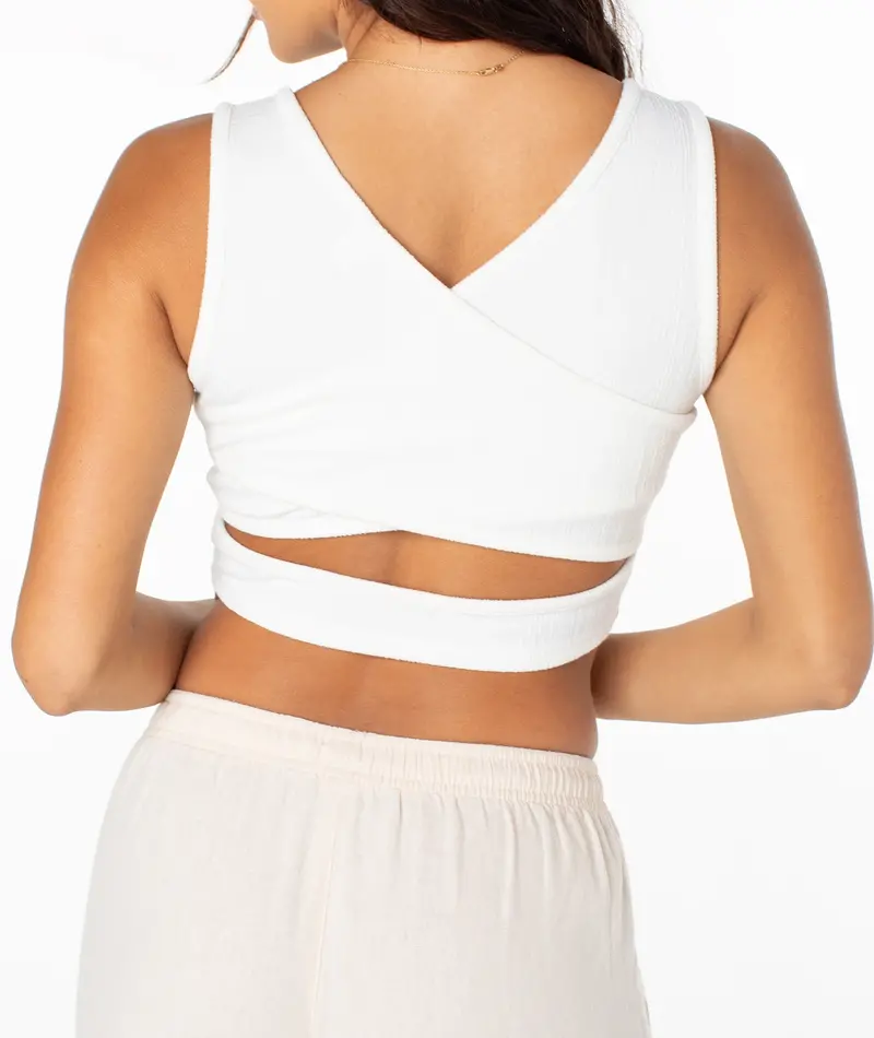 Roxy GOOD KEEPSAKE TANK CROP TOP SNOW WHITE