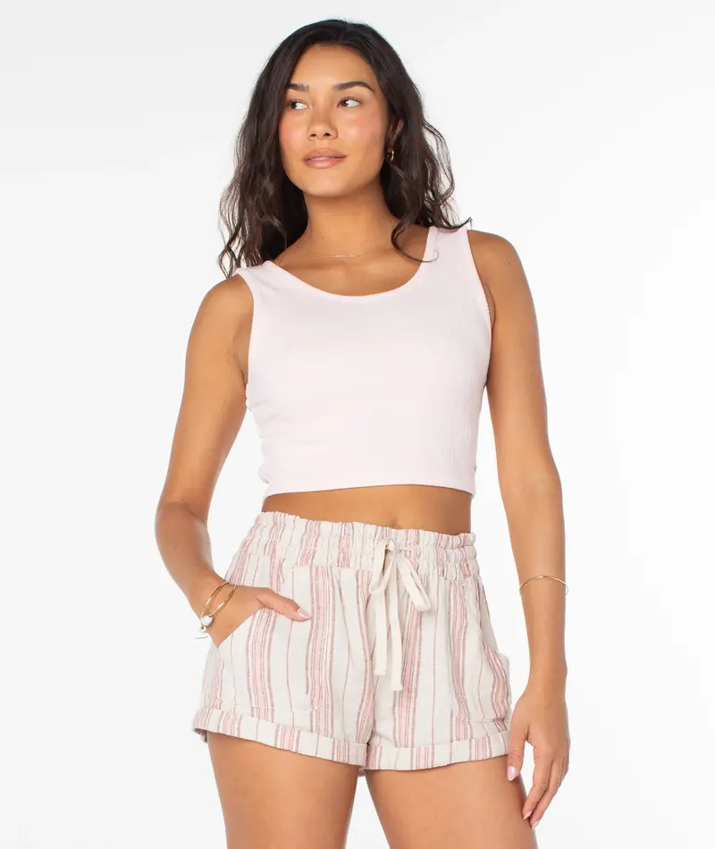 Roxy GOOD KEEPSAKE TANK CROP TOP ROSE QUARTZ SOLID