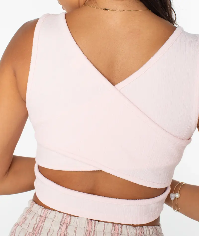 Roxy GOOD KEEPSAKE TANK CROP TOP ROSE QUARTZ SOLID
