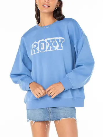Roxy WOMEN'S MORNING HIKE CREWNECK SWEATSHIRT RIVIERA SOLID