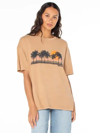 Roxy PALM STRIPE TEE PRALINE SOL STAMP EMBY