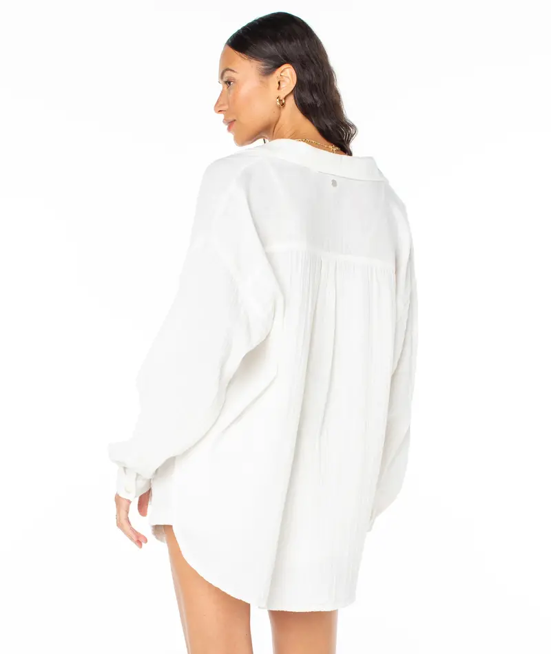 Roxy MORNING TIME LS BUTTON UP EGRET