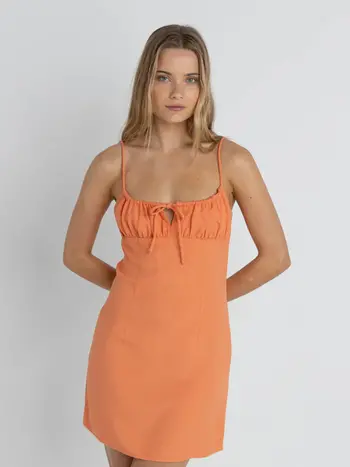 Rhythm FEMMES ANDIE GATHERED MINI DRESS PEACH