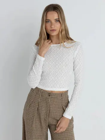 Rhythm WOMEN'S CHARM LS TOP WHITE