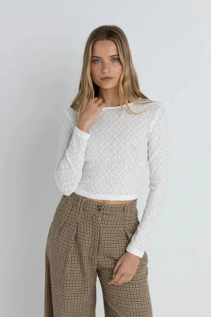 Rhythm FEMMES CHARM LS TOP WHITE
