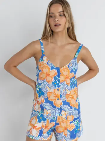 Rhythm FEMMES PARADISE FLORAL PLAYSUIT BLUE