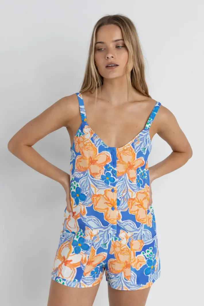Rhythm FEMMES PARADISE FLORAL PLAYSUIT BLUE