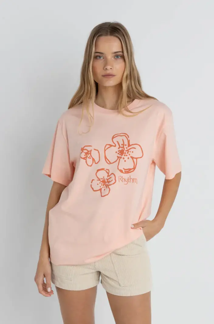 Rhythm WOMEN'S PARADISE FLORAL OVERSIZED TEE PINK