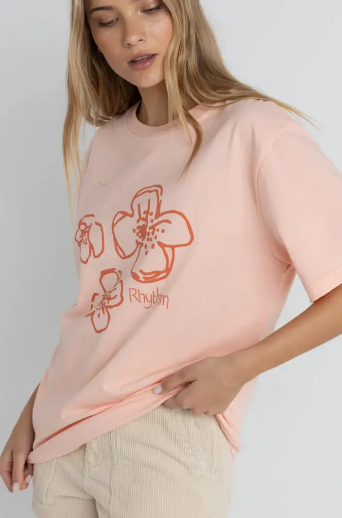 Rhythm WOMEN'S PARADISE FLORAL OVERSIZED TEE PINK