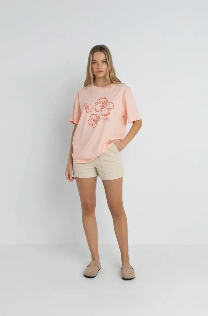 Rhythm WOMEN'S PARADISE FLORAL OVERSIZED TEE PINK