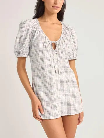 Rhythm FEMMES DESI PLAID MINI DRESS BLUE
