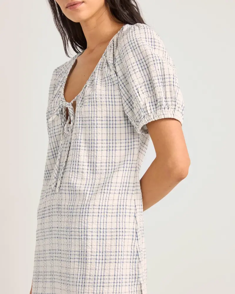 Rhythm FEMMES DESI PLAID MINI DRESS BLUE