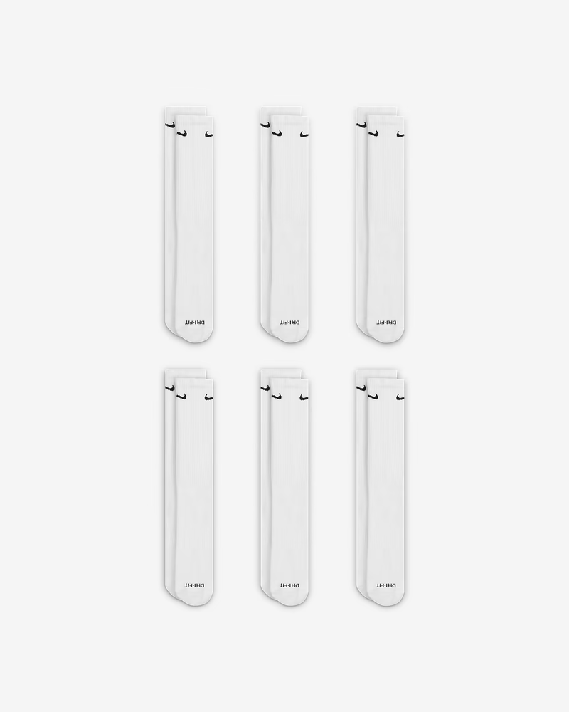 Nike EVERYDAY PLUS CUSHIONED CREW SOCKS 6PK WHITE/BLACK