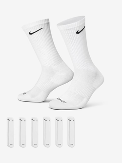 Nike EVERYDAY PLUS CUSHIONED CREW SOCKS 6PK WHITE/BLACK
