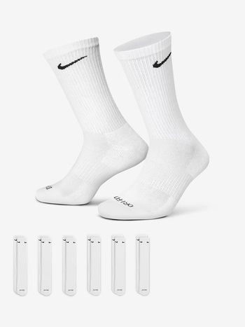 Nike EVERYDAY PLUS CUSHIONED CREW SOCKS 6PK WHITE/BLACK