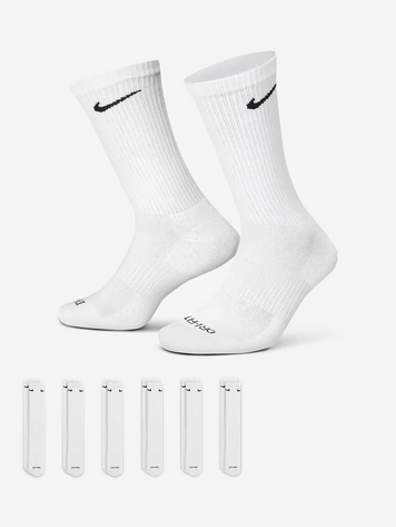 Nike EVERYDAY PLUS CUSHIONED CREW SOCKS 6PK WHITE/BLACK